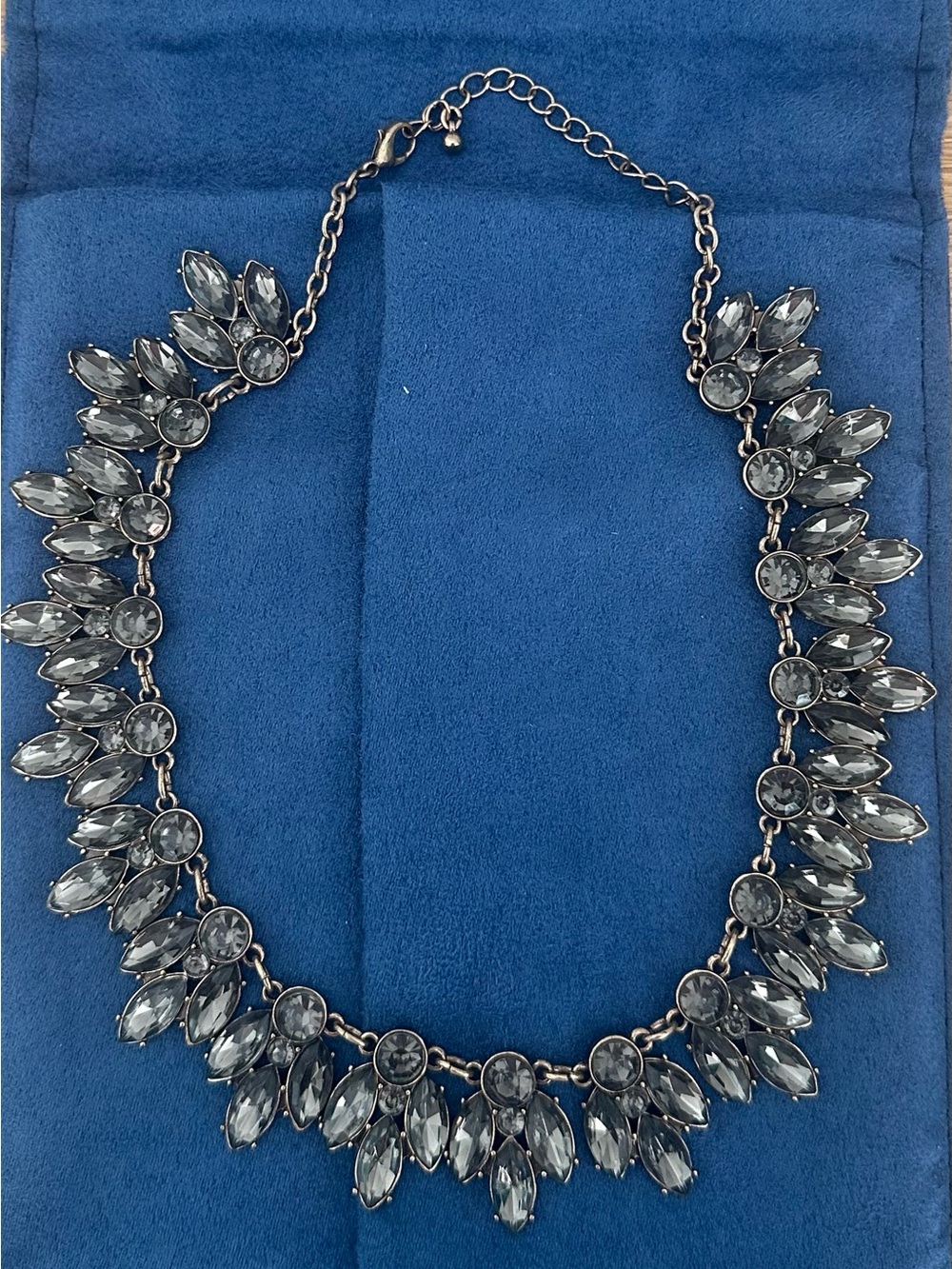Gray rhinestone statement necklace